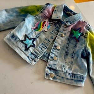 Adorable girls 3T BabySara jean jacket with stunning beaded decorations